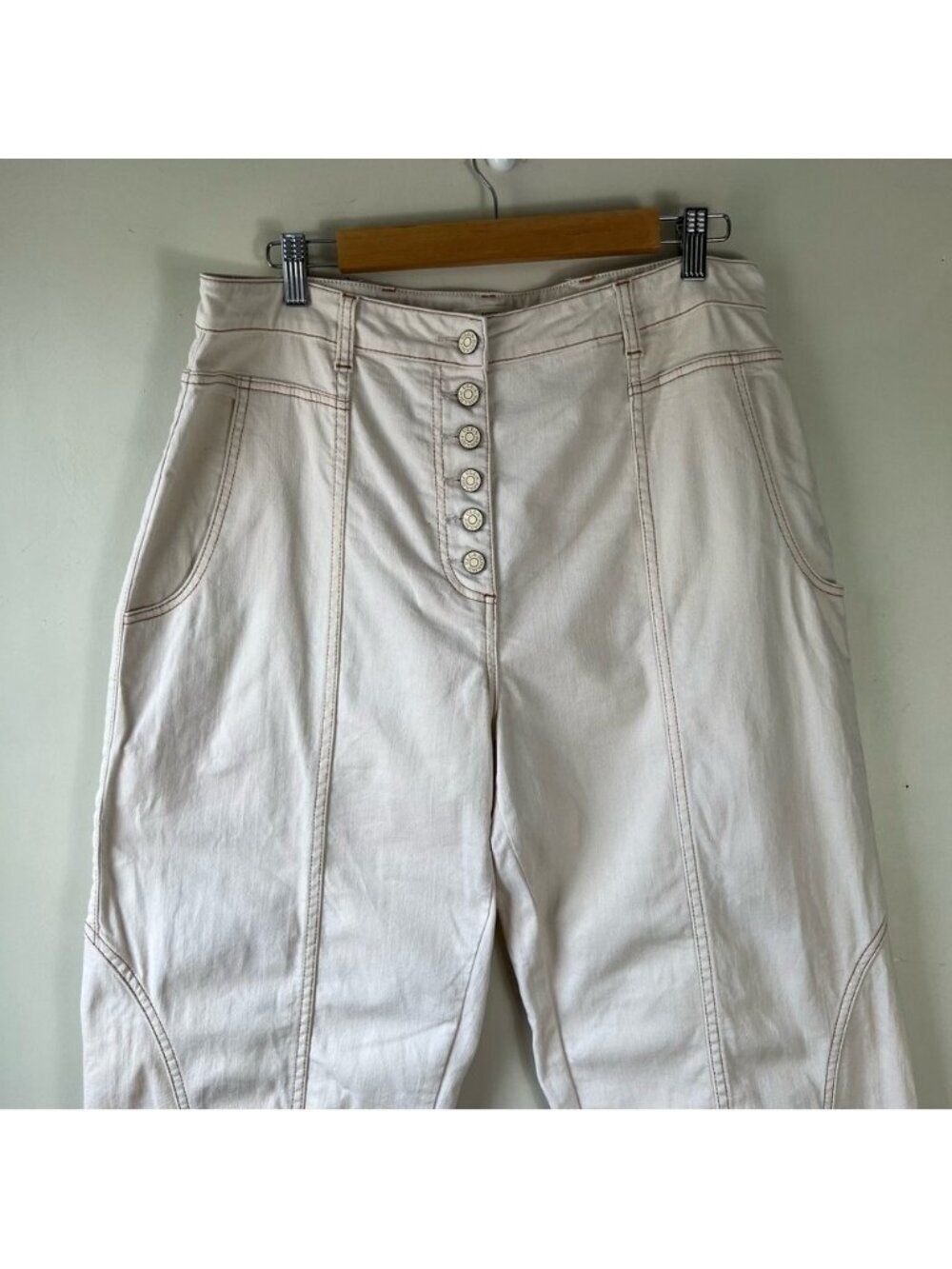 ULLA JOHNSON Women's Brodie Jeans Tapered Ankle Ivory Size 10 High Rise - Picture 6 of 16